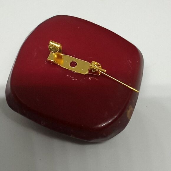 🦉Repurposed Red/bronze abstract floral style brooch - Picture 4 of 4